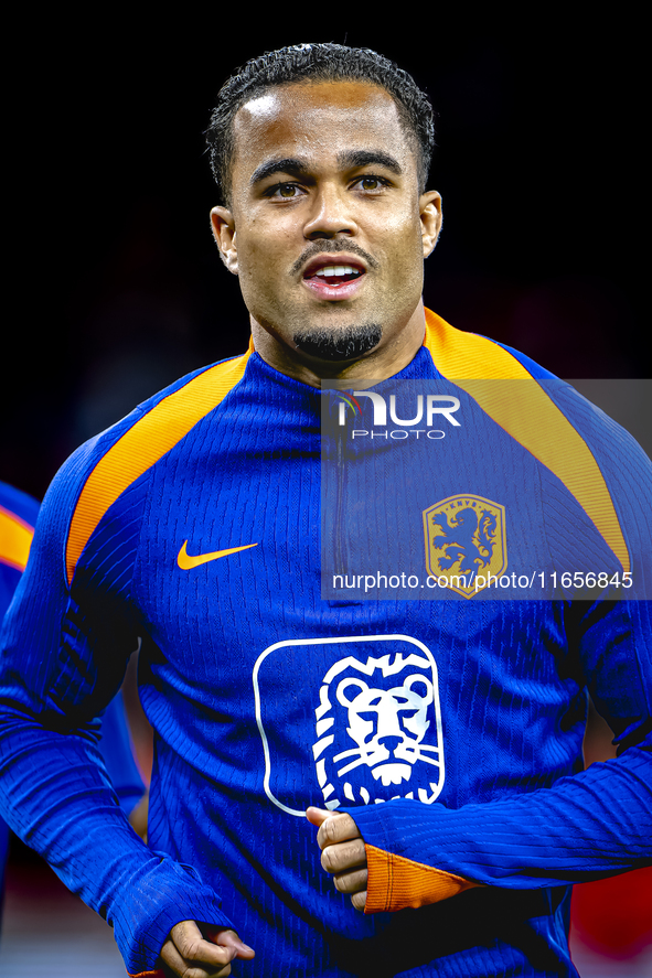 Netherlands forward Justin Kluivert plays during the match between Hungary and the Netherlands at the Puskas Arena for the UEFA Nations Leag...