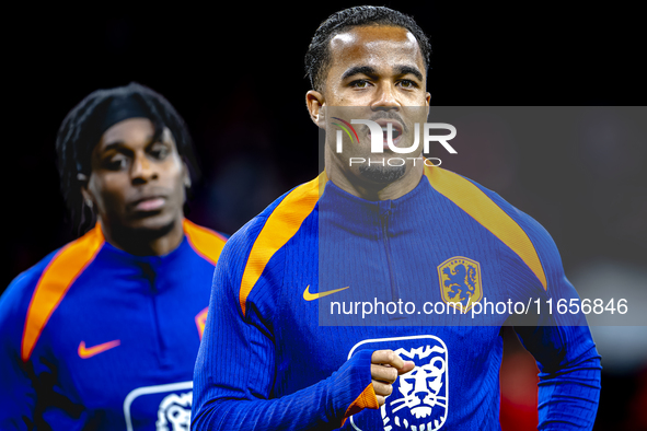 Netherlands forward Justin Kluivert plays during the match between Hungary and the Netherlands at the Puskas Arena for the UEFA Nations Leag...