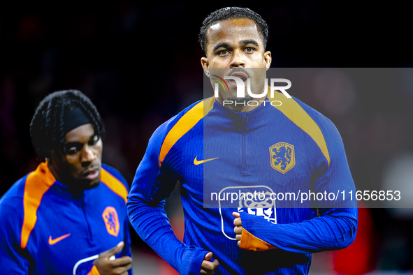 Netherlands forward Justin Kluivert plays during the match between Hungary and the Netherlands at the Puskas Arena for the UEFA Nations Leag...