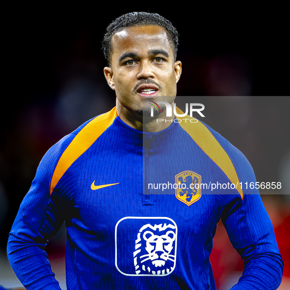 Netherlands forward Justin Kluivert plays during the match between Hungary and the Netherlands at the Puskas Arena for the UEFA Nations Leag...