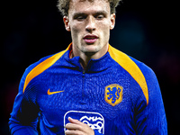 Netherlands midfielder Mats Wieffer plays during the match between Hungary and the Netherlands at the Puskas Arena for the UEFA Nations Leag...