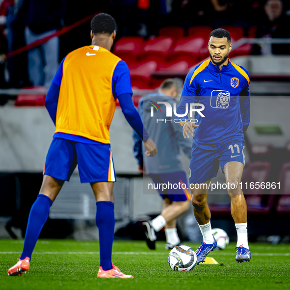 Netherlands forward Cody Gakpo plays during the match between Hungary and the Netherlands at the Puskas Arena for the UEFA Nations League se...