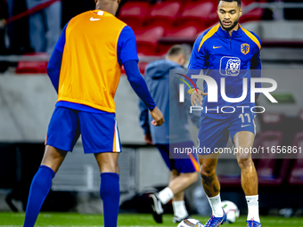 Netherlands forward Cody Gakpo plays during the match between Hungary and the Netherlands at the Puskas Arena for the UEFA Nations League se...