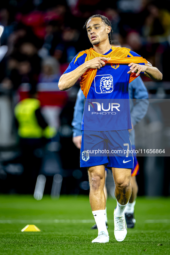 Netherlands midfielder Xavi Simons plays during the match between Hungary and the Netherlands at the Puskas Arena for the UEFA Nations Leagu...