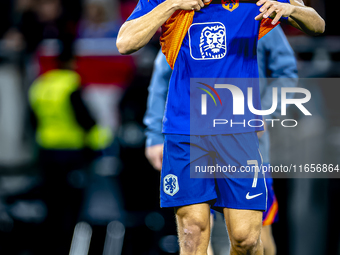 Netherlands midfielder Xavi Simons plays during the match between Hungary and the Netherlands at the Puskas Arena for the UEFA Nations Leagu...