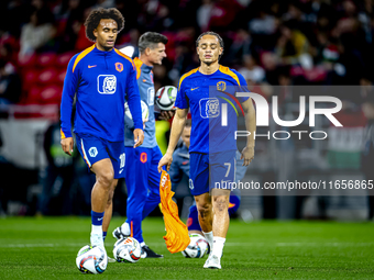 Netherlands midfielder Xavi Simons plays during the match between Hungary and the Netherlands at the Puskas Arena for the UEFA Nations Leagu...