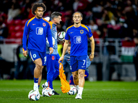 Netherlands midfielder Xavi Simons plays during the match between Hungary and the Netherlands at the Puskas Arena for the UEFA Nations Leagu...