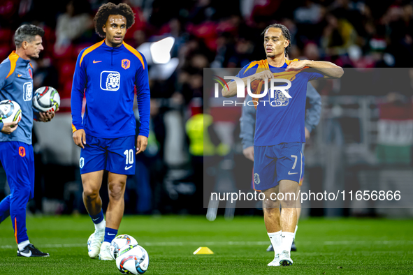 Netherlands midfielder Xavi Simons plays during the match between Hungary and the Netherlands at the Puskas Arena for the UEFA Nations Leagu...