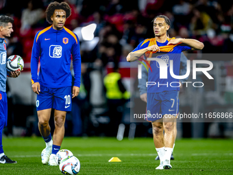 Netherlands midfielder Xavi Simons plays during the match between Hungary and the Netherlands at the Puskas Arena for the UEFA Nations Leagu...