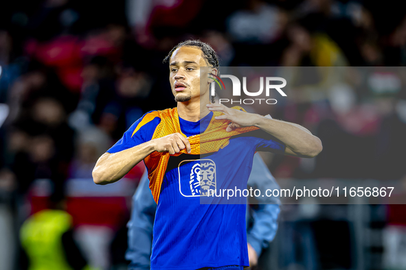 Netherlands midfielder Xavi Simons plays during the match between Hungary and the Netherlands at the Puskas Arena for the UEFA Nations Leagu...