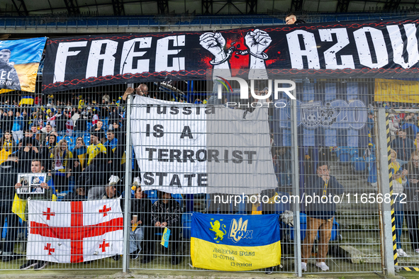 Ukraine  fans  during the  UEFA Nations League 2024 League B Group B1 match between Ukraine and Georgia , at the Poznan Arena in Poznan, Pol...