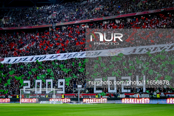 The atmosphere in the stadium during the match between Hungary and the Netherlands at the Puskas Arena for the UEFA Nations League season 20...