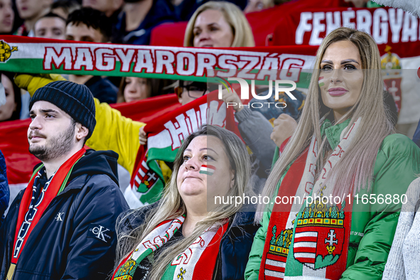 Supporters of Hungary attend the match between Hungary and the Netherlands at the Puskas Arena for the UEFA Nations League season 2024-2025...