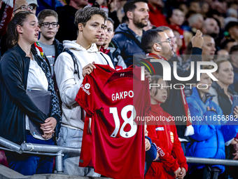 Supporters of Hungary attend the match between Hungary and the Netherlands at the Puskas Arena for the UEFA Nations League season 2024-2025...