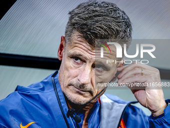 Netherlands assistant trainer Wim Jonk is present during the match between Hungary and the Netherlands at the Puskas Arena for the UEFA Nati...