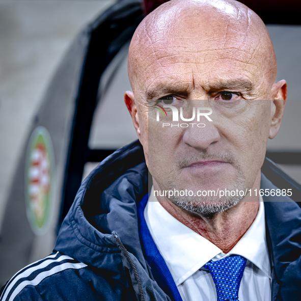 Hungary trainer Marco Rossi is present during the match between Hungary and the Netherlands at the Puskas Arena for the UEFA Nations League...