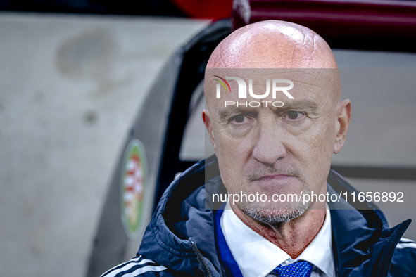 Hungary trainer Marco Rossi is present during the match between Hungary and the Netherlands at the Puskas Arena for the UEFA Nations League...