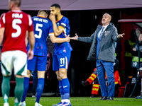 Hungary trainer Marco Rossi is present during the match between Hungary and the Netherlands at the Puskas Arena for the UEFA Nations League...