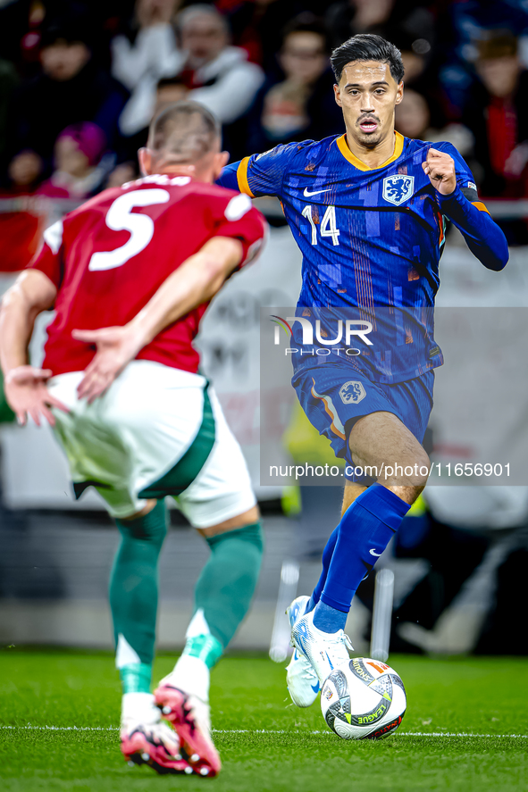 Netherlands midfielder Tijani Reijnders plays during the match between Hungary and the Netherlands at the Puskas Arena for the UEFA Nations...