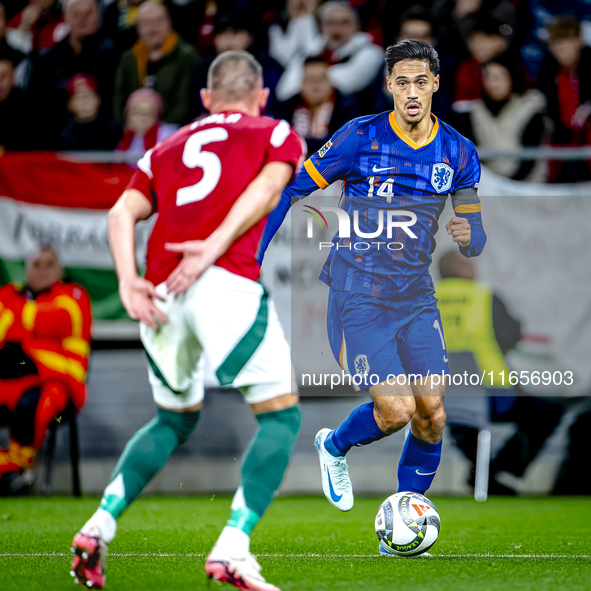 Netherlands midfielder Tijani Reijnders plays during the match between Hungary and the Netherlands at the Puskas Arena for the UEFA Nations...