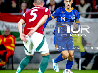 Netherlands midfielder Tijani Reijnders plays during the match between Hungary and the Netherlands at the Puskas Arena for the UEFA Nations...