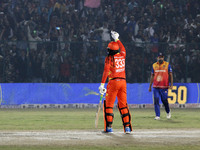 Chris Gayle of Gujarat Greats reacts to the crowd during the Legends League Cricket T20 match between Gujarat Greats and Konark Suryas Odish...