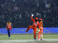 Chris Gayle of Gujarat Greats reacts to the crowd during the Legends League Cricket T20 match between Gujarat Greats and Konark Suryas Odish...