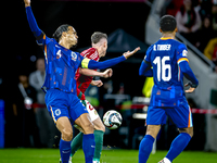 Netherlands defender Virgil van Dijk plays during the match between Hungary and the Netherlands at the Puskas Arena for the UEFA Nations Lea...