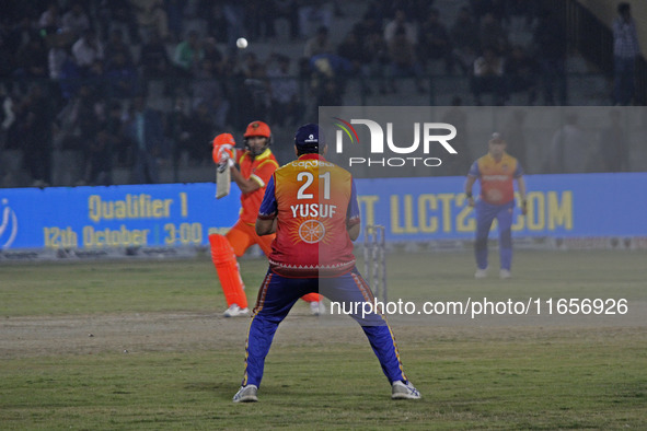 Yusuf Pathan of Konark Suryas Odisha reacts during the Legends League Cricket T20 match between Gujarat Greats and Konark Suryas Odisha at t...