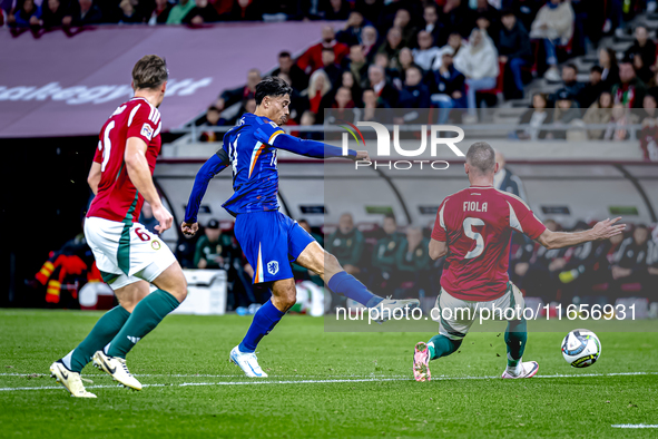 Netherlands midfielder Tijani Reijnders plays during the match between Hungary and the Netherlands at the Puskas Arena for the UEFA Nations...