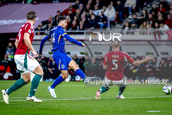 Netherlands midfielder Tijani Reijnders plays during the match between Hungary and the Netherlands at the Puskas Arena for the UEFA Nations...