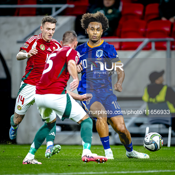 Netherlands midfielder Guus Til plays during the match between Hungary and the Netherlands at the Puskas Arena for the UEFA Nations League s...