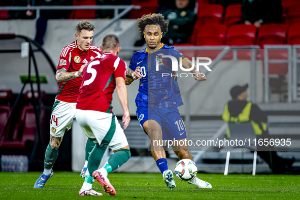 Netherlands midfielder Guus Til plays during the match between Hungary and the Netherlands at the Puskas Arena for the UEFA Nations League s...