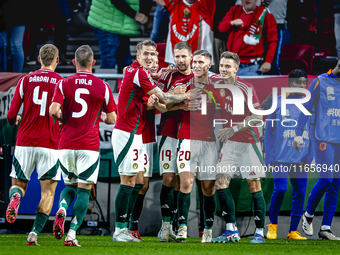 Hungary forward Roland Sallai scores the 1-0 and celebrates the goal during the match between Hungary and the Netherlands at the Puskas Aren...