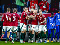 Hungary forward Roland Sallai scores the 1-0 and celebrates the goal during the match between Hungary and the Netherlands at the Puskas Aren...