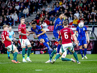 Netherlands forward Cody Gakpo plays during the match between Hungary and the Netherlands at the Puskas Arena for the UEFA Nations League se...