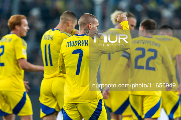 Mykhailo Mudryk celebrates scoring a goal  during the  UEFA Nations League 2024 League B Group B1 match between Ukraine and Georgia , at the...