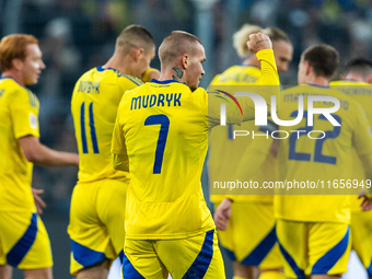 Mykhailo Mudryk celebrates scoring a goal  during the  UEFA Nations League 2024 League B Group B1 match between Ukraine and Georgia , at the...