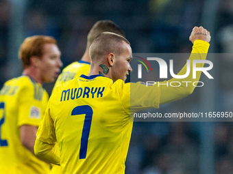 Mykhailo Mudryk celebrates scoring a goal  during the  UEFA Nations League 2024 League B Group B1 match between Ukraine and Georgia , at the...