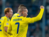 Mykhailo Mudryk celebrates scoring a goal  during the  UEFA Nations League 2024 League B Group B1 match between Ukraine and Georgia , at the...