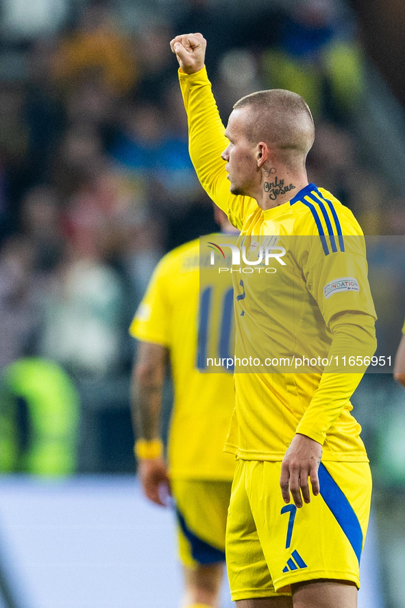 Mykhailo Mudryk celebrates scoring a goal  during the  UEFA Nations League 2024 League B Group B1 match between Ukraine and Georgia , at the...