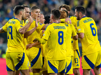 Mykhailo Mudryk with Ukraine teammates  celebratie scoring a goal  during the  UEFA Nations League 2024 League B Group B1 match between Ukra...