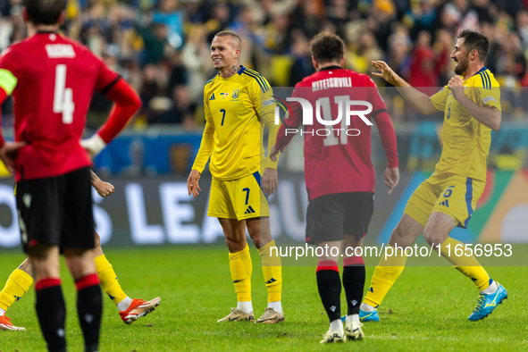 Mykhailo Mudryk with Ukraine teammates  celebratie scoring a goal  during the  UEFA Nations League 2024 League B Group B1 match between Ukra...