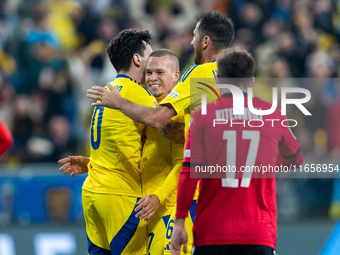 Mykhailo Mudryk with Ukraine teammates  celebratie scoring a goal  during the  UEFA Nations League 2024 League B Group B1 match between Ukra...