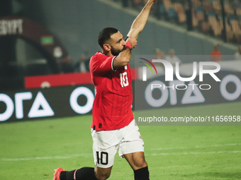 Mohamed Salah, Egypt national team player, celebrates his goal during the match between Egypt and Mauritania in the African Cup of Nations q...