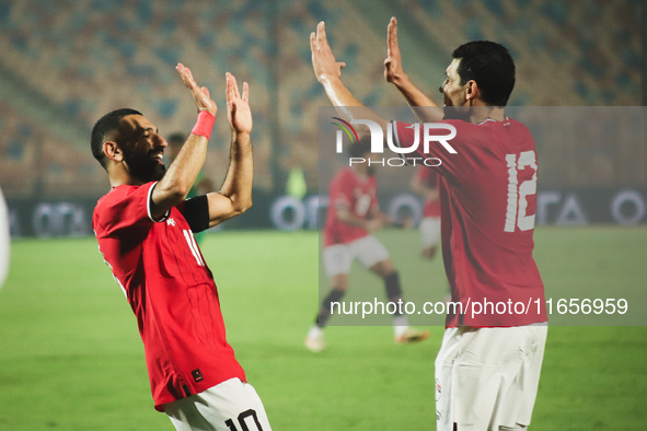 Mohamed Salah, Egypt national team player, celebrates his goal during the match between Egypt and Mauritania in the African Cup of Nations q...