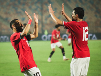 Mohamed Salah, Egypt national team player, celebrates his goal during the match between Egypt and Mauritania in the African Cup of Nations q...