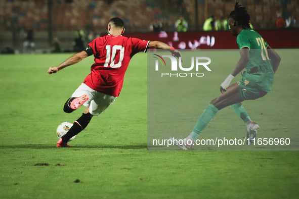 Mohamed Salah is a national team player during the match between Egypt and Mauritania in the African Cup of Nations qualifiers in Cairo, Egy...