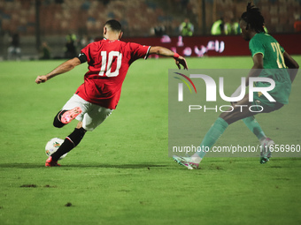 Mohamed Salah is a national team player during the match between Egypt and Mauritania in the African Cup of Nations qualifiers in Cairo, Egy...