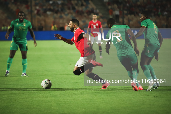 Mohamed Salah, Egypt national team player, falls to the ground during the match between Egypt and Mauritania in the African Cup of Nations q...